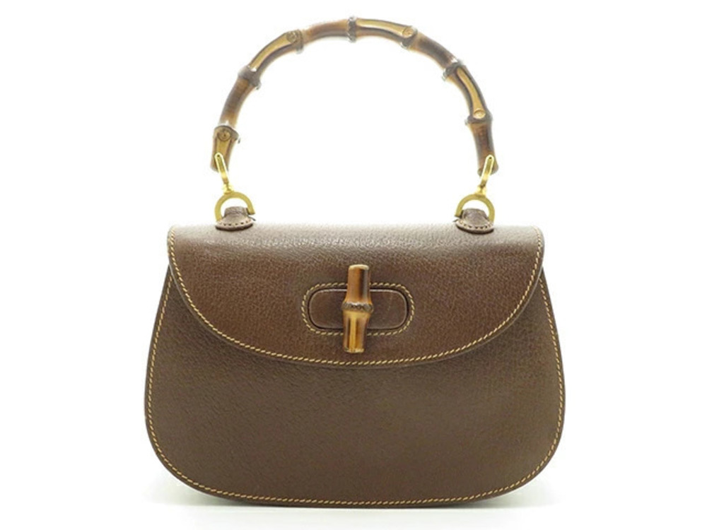 Gucci handbag bamboo leather brown